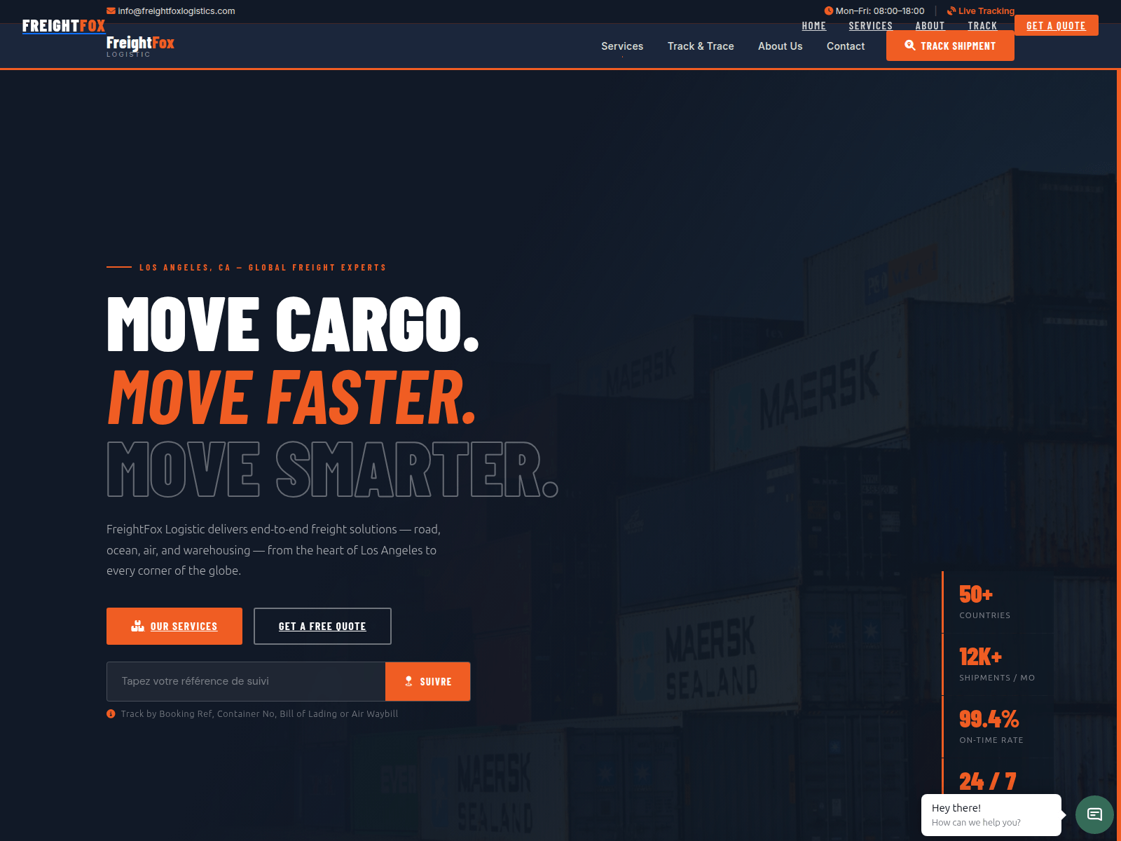 Screenshot of freightfoxlogistics.com