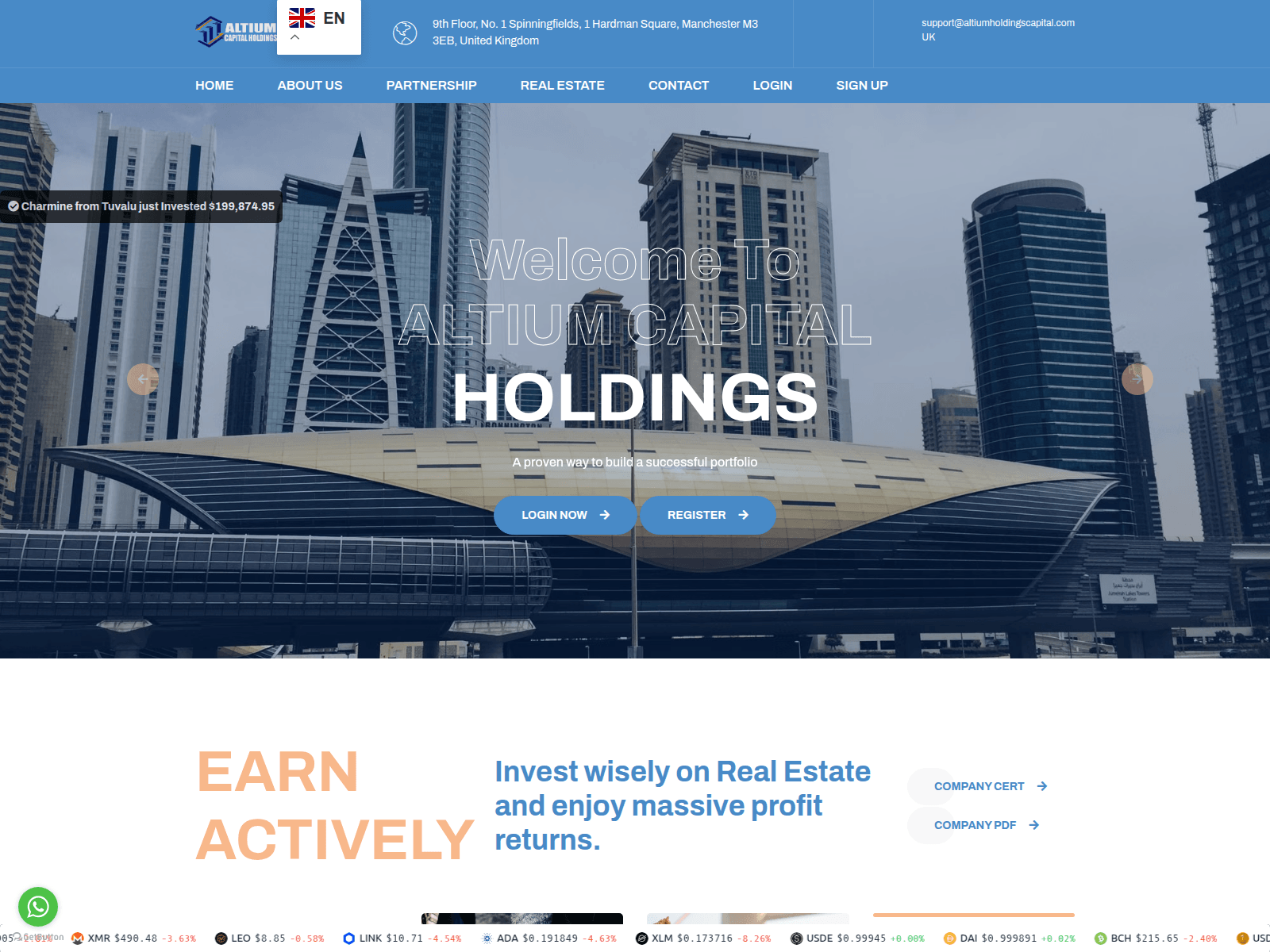 Screenshot of altiumholdingscapital.com