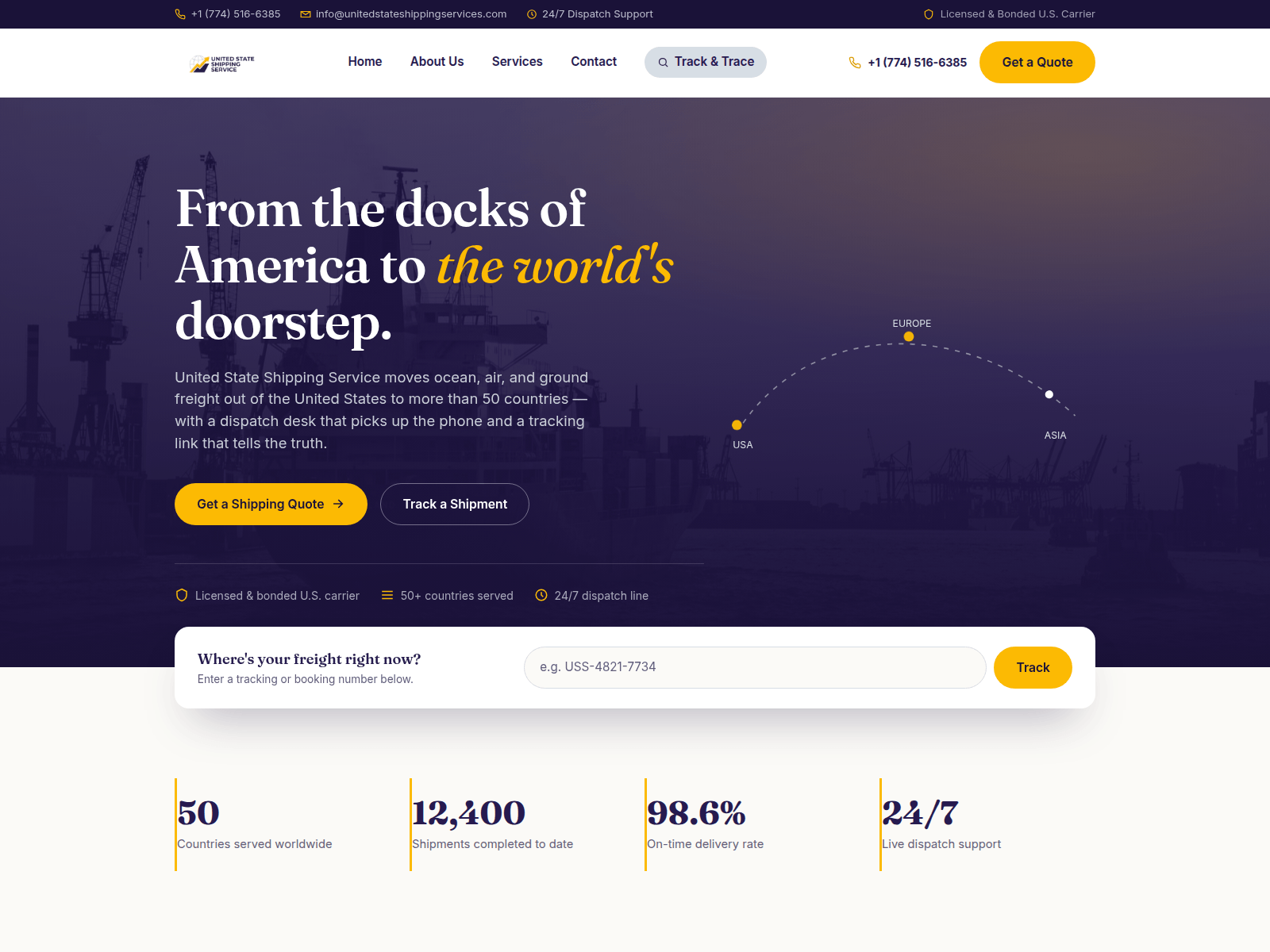 Screenshot of unitedstateshippingservices.com