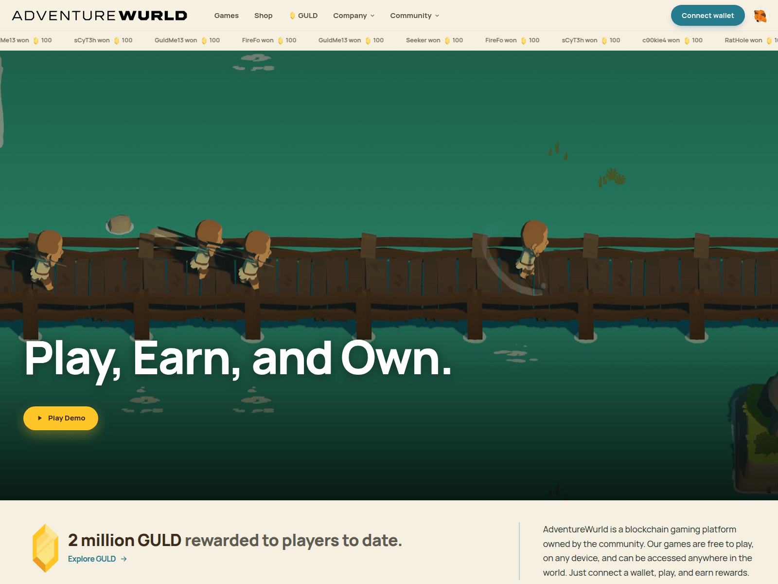 Знімок екрана adventurewurld.com