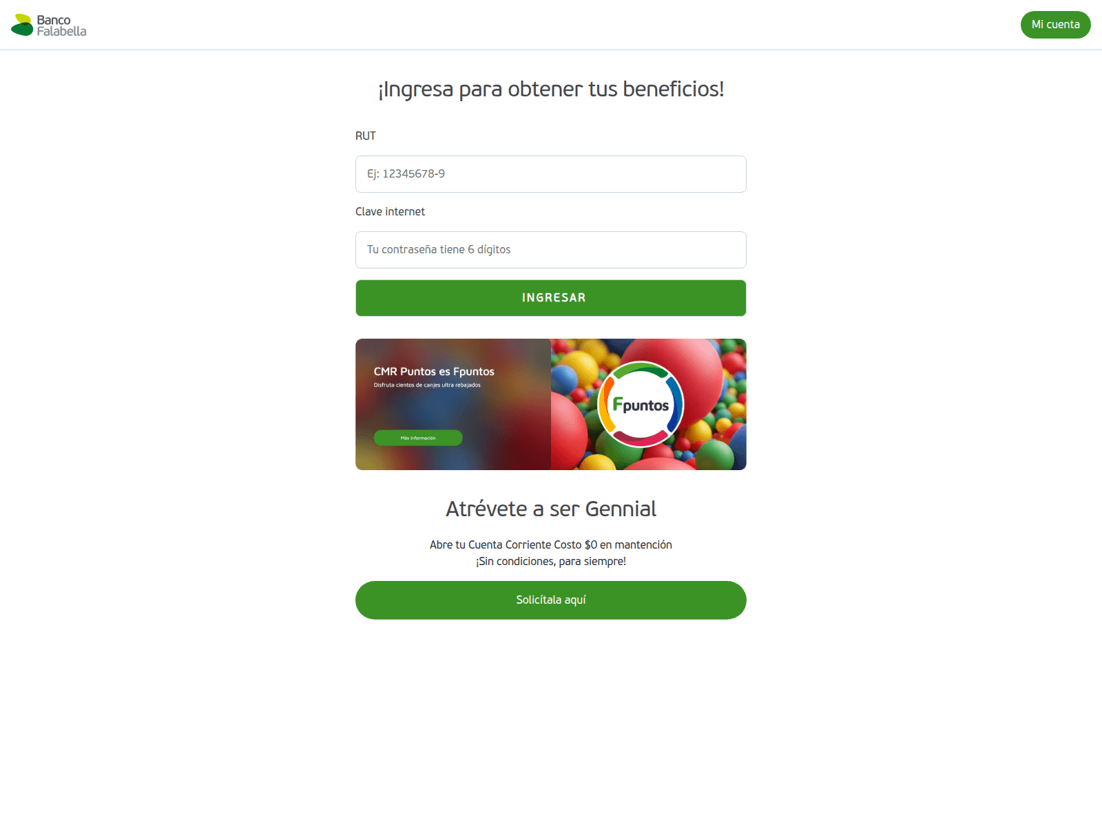 Screenshot of solicitudonline.clicyactiva.com