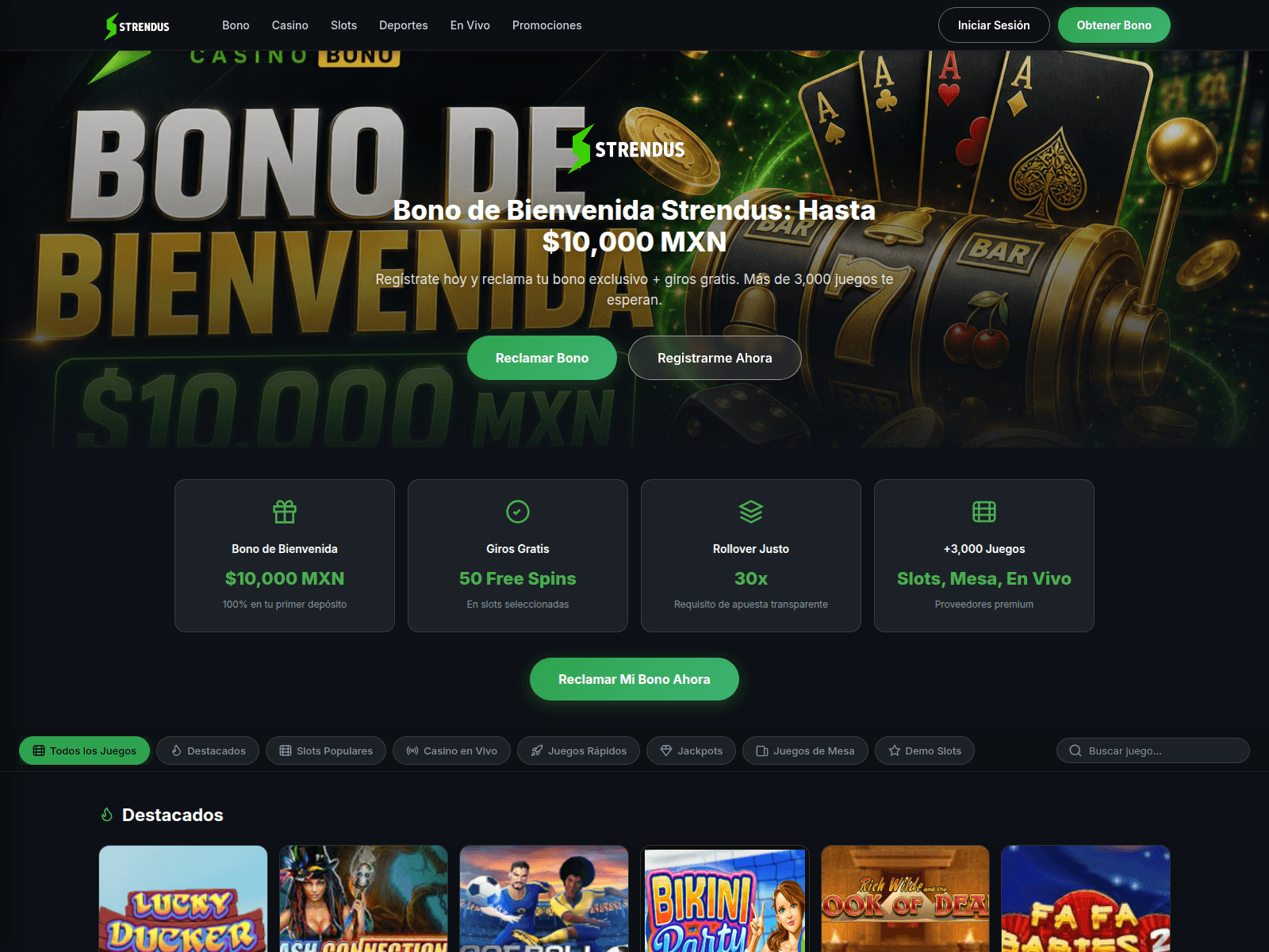 Screenshot of strenduscasinobono.com.mx