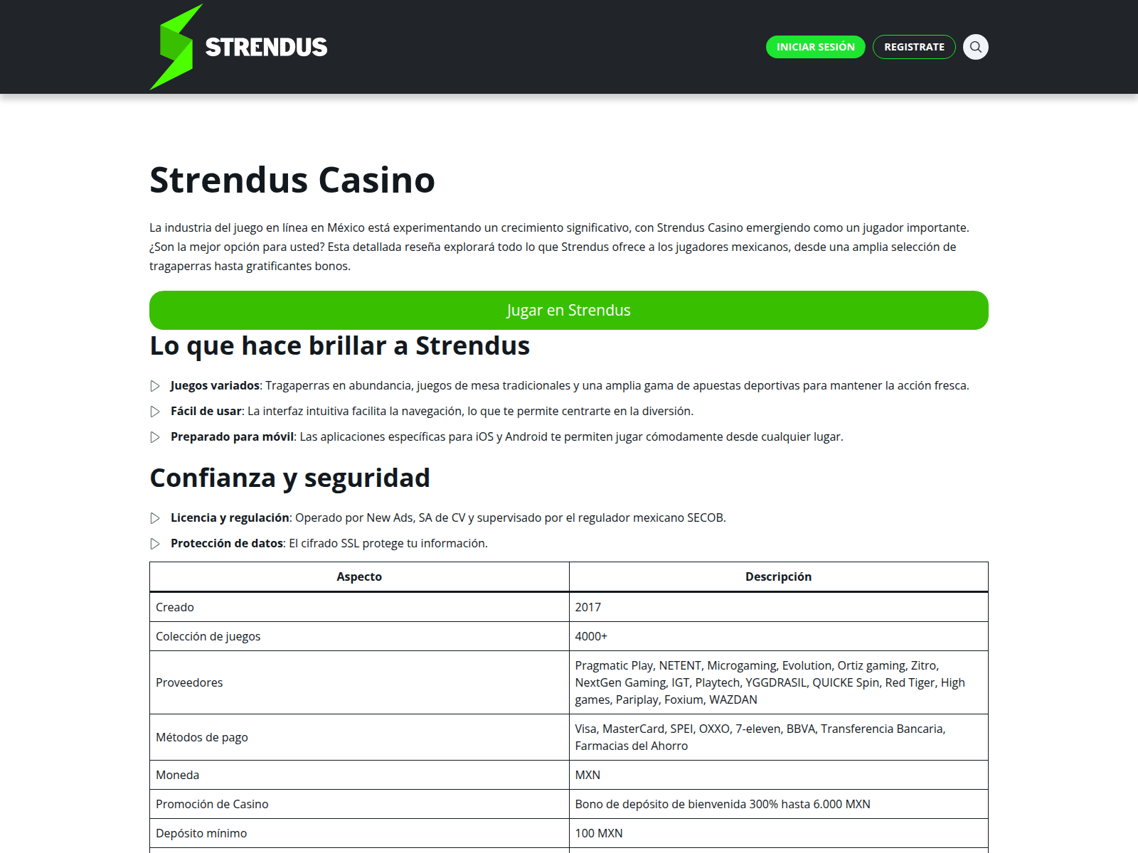 Screenshot of strenduscasino.com