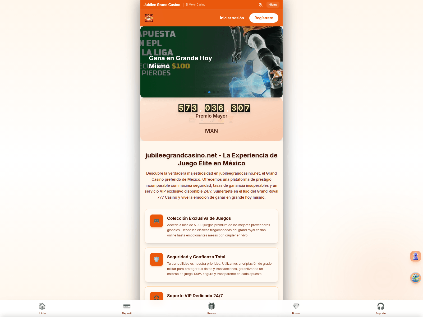 Captura de pantalla de jubileegrandcasino.net