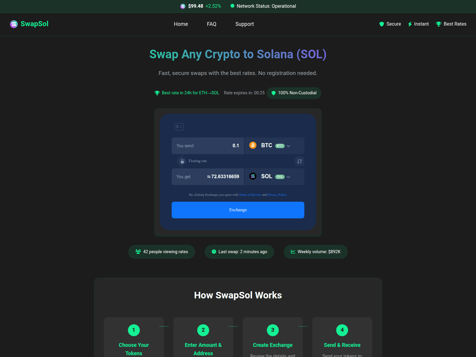 Screenshot of swapsolana.xyz