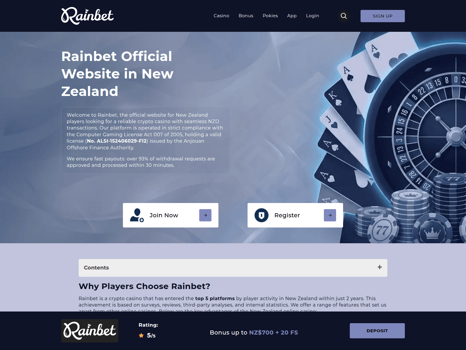 Screenshot of rainbets-nz.com