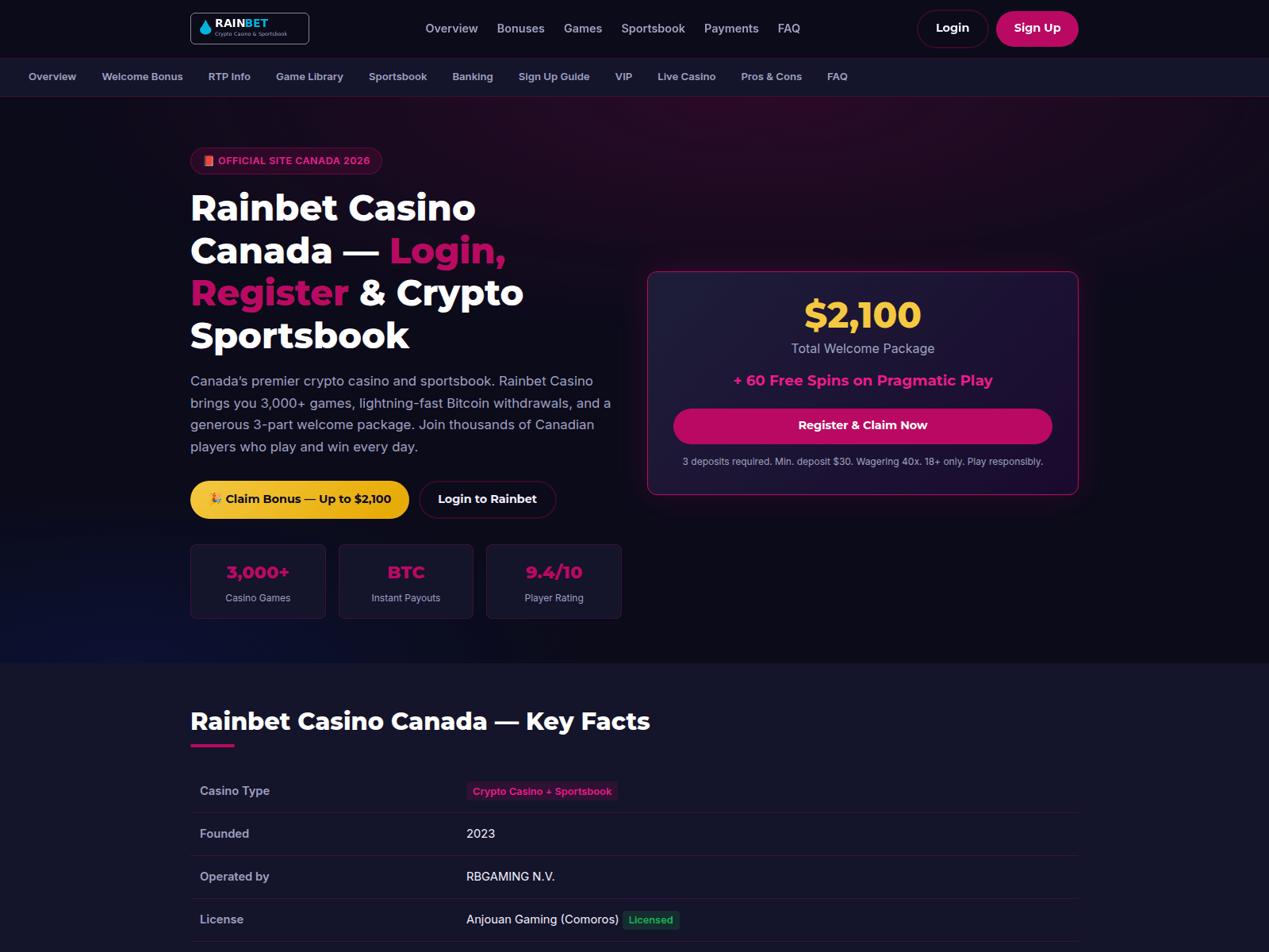 Screenshot von rainbet-site.org