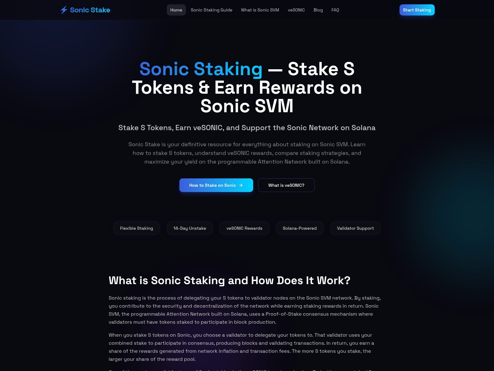 Screenshot of sonicstaking.com