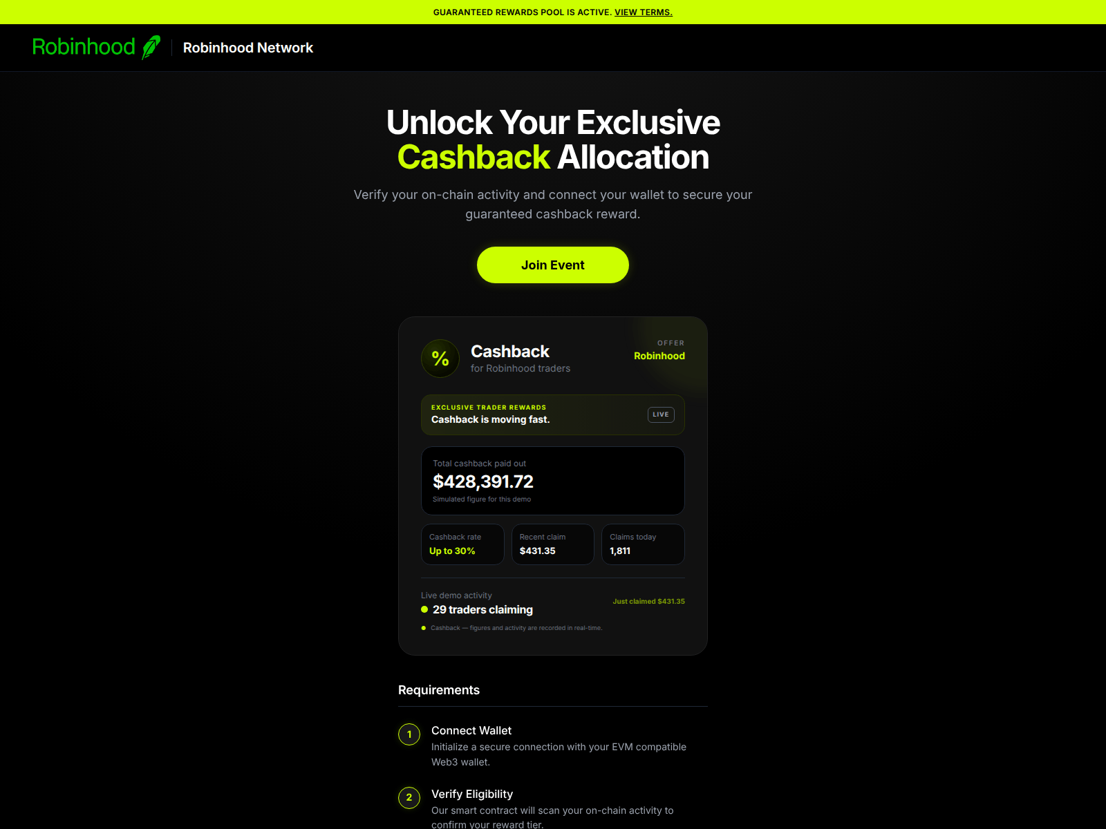 Screenshot of robinhood-cashback.com