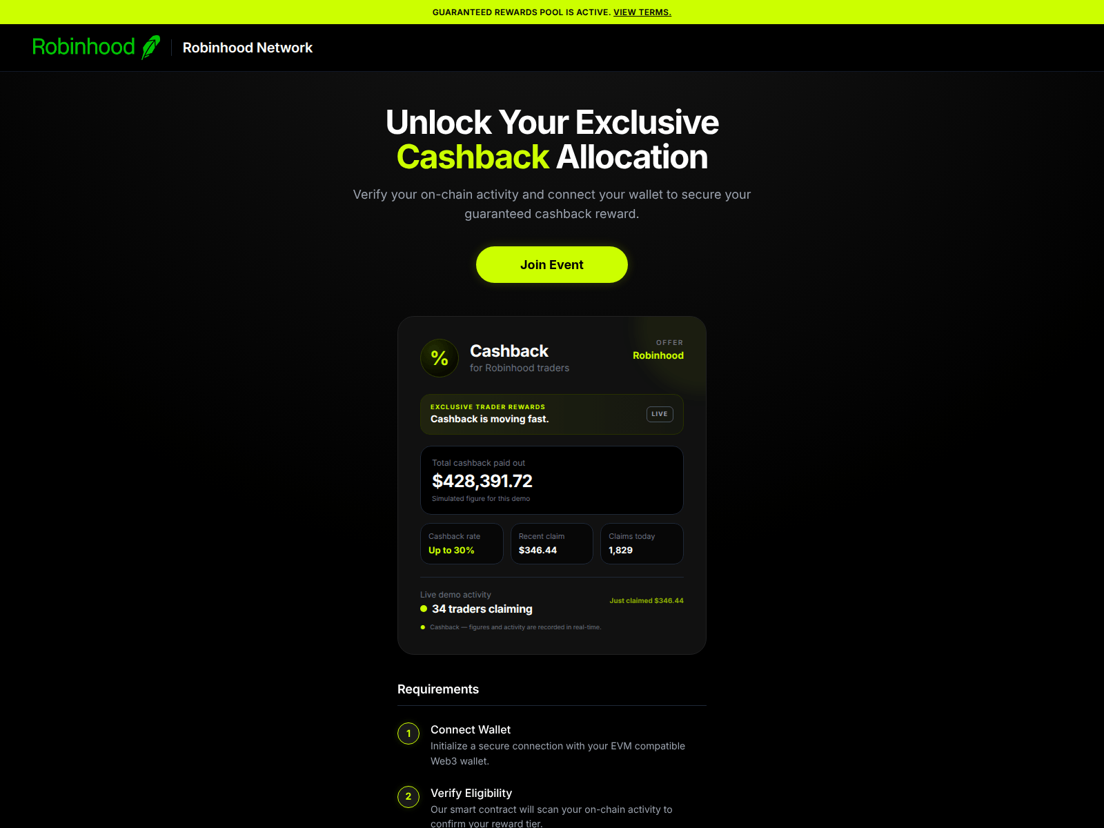 Screenshot of mail.robinhood-cashback.com