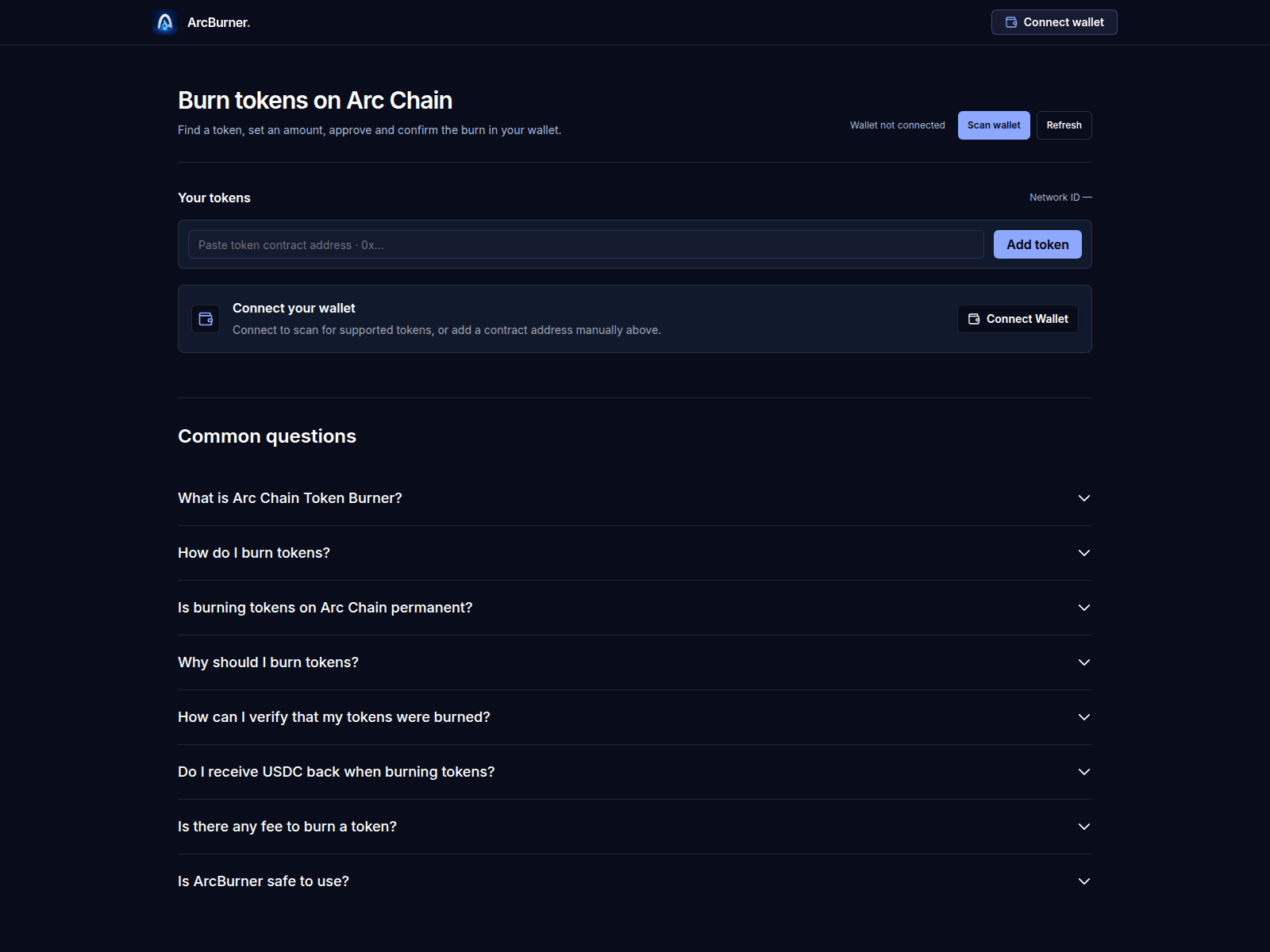 Screenshot of arcburner.app
