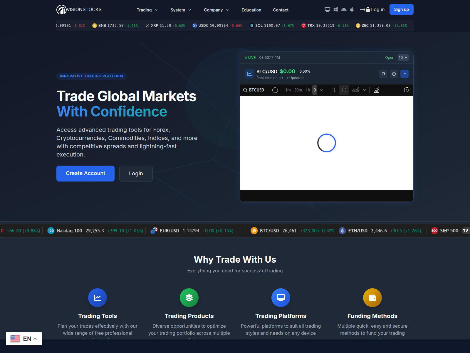 Screenshot of visionstocks.live