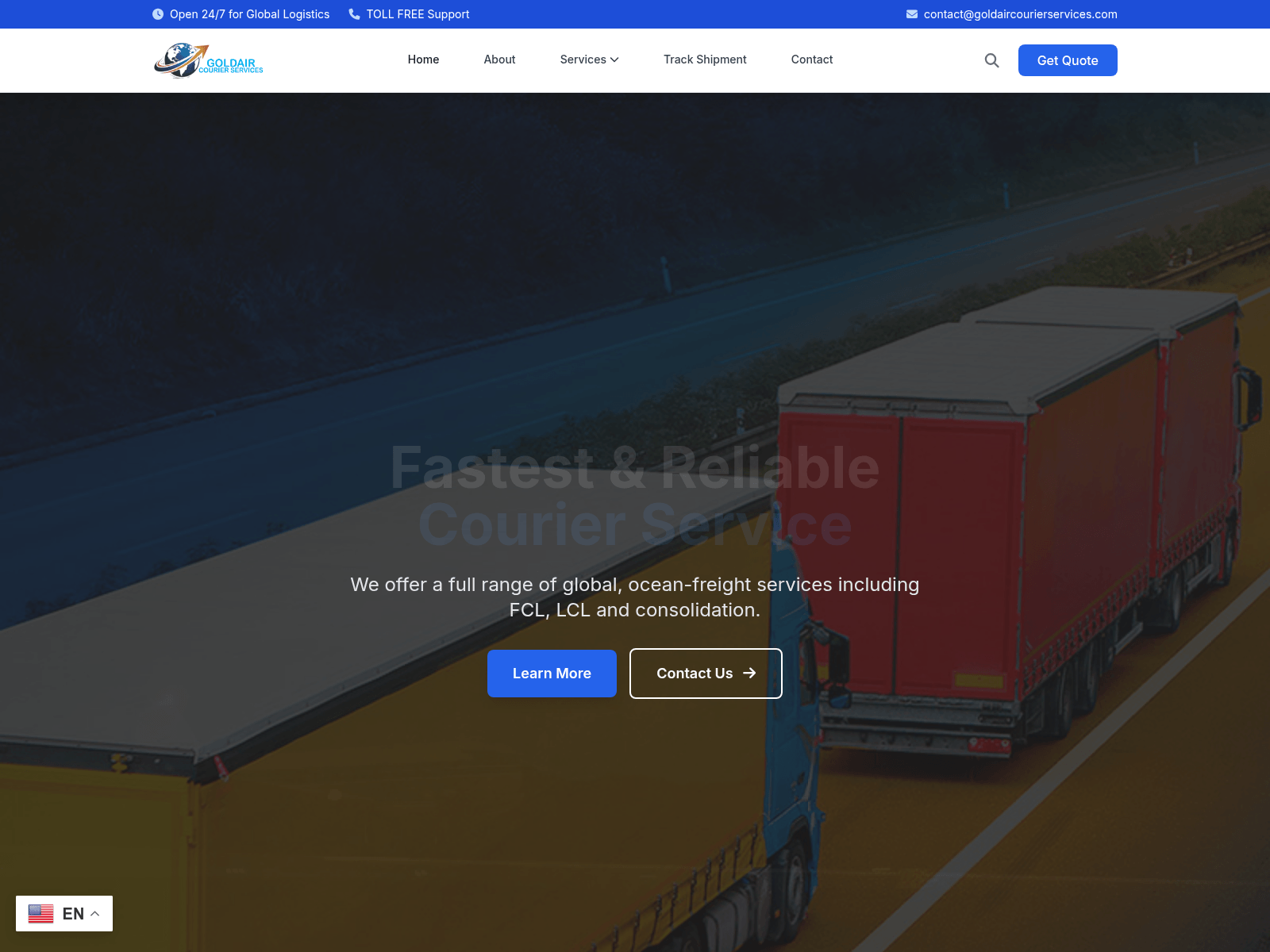 Screenshot of goldaircourierservices.com