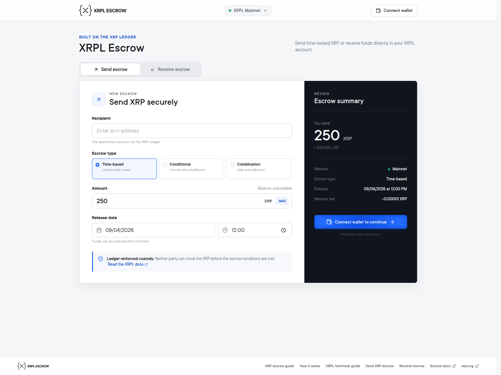 Screenshot of xrp-escrows.com