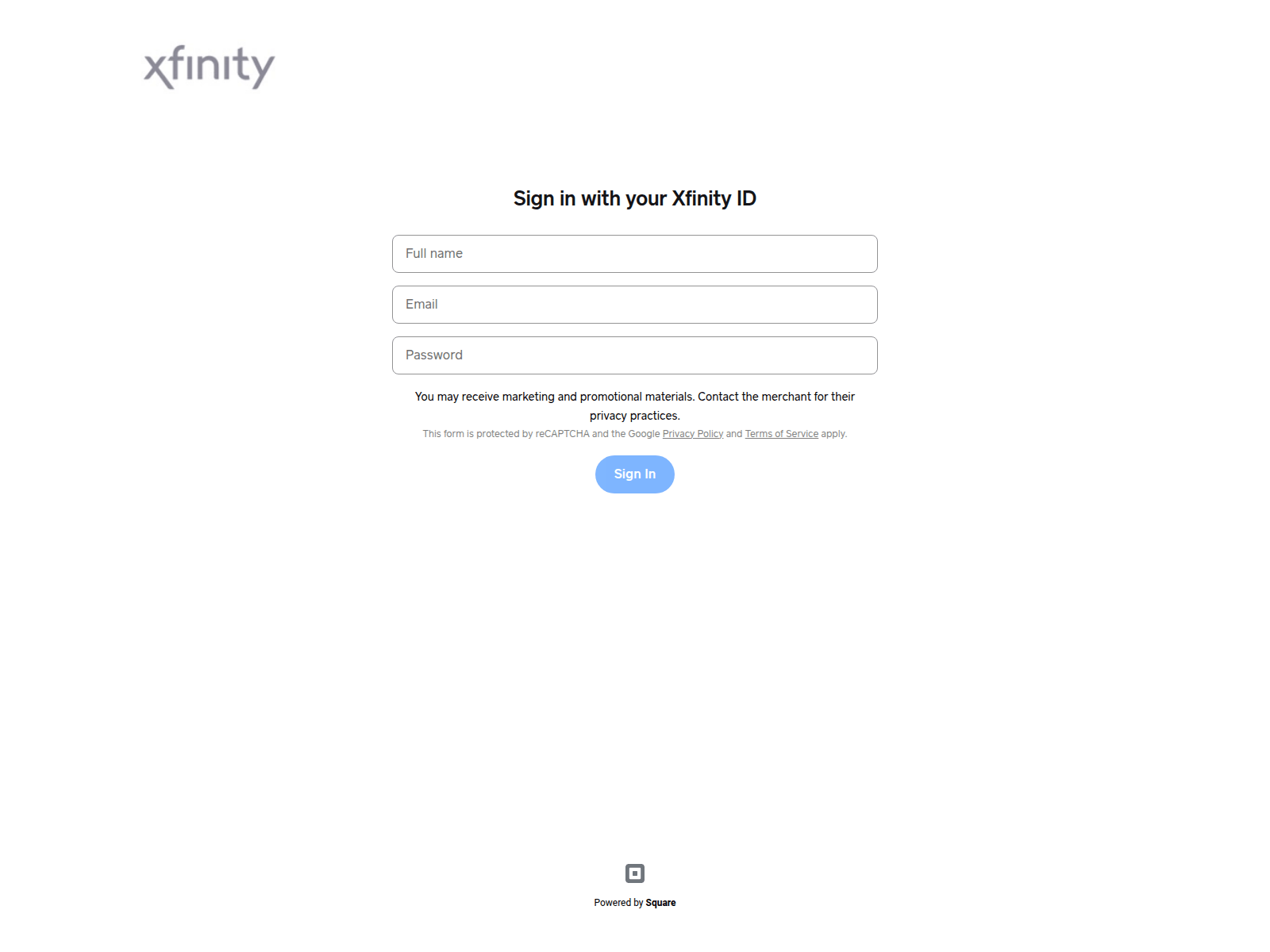 Screenshot of xfinity-updateform.square.site