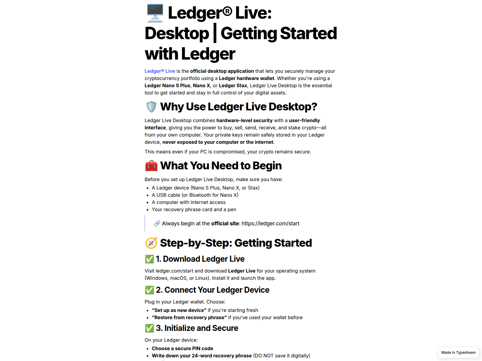 Screenshot of web3-ledger-assets.typedream.app