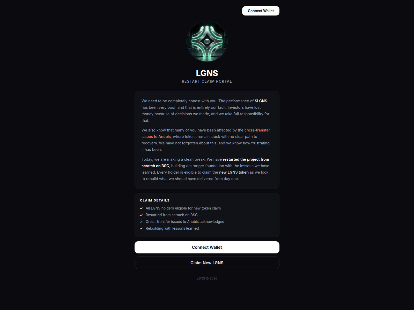 Screenshot of lgnsrelaunch.live