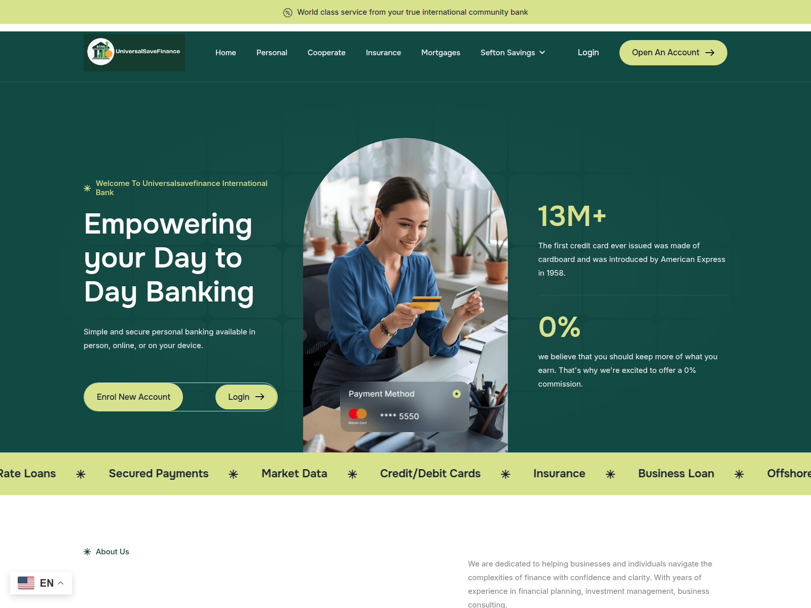 Screenshot of universalsavefinance.com