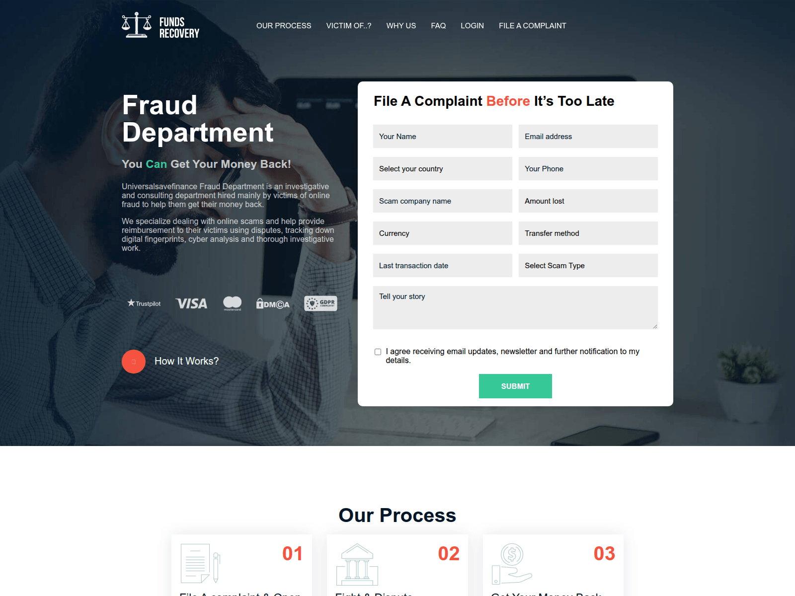 Screenshot of fraud.universalsavefinance.com