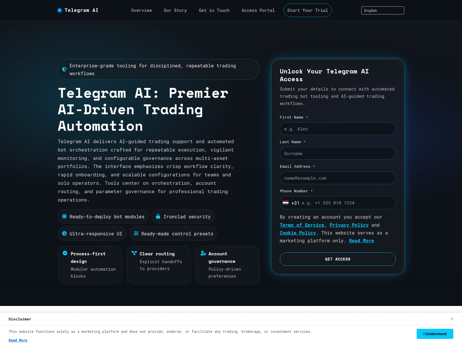 Screenshot of telegram-ai.click