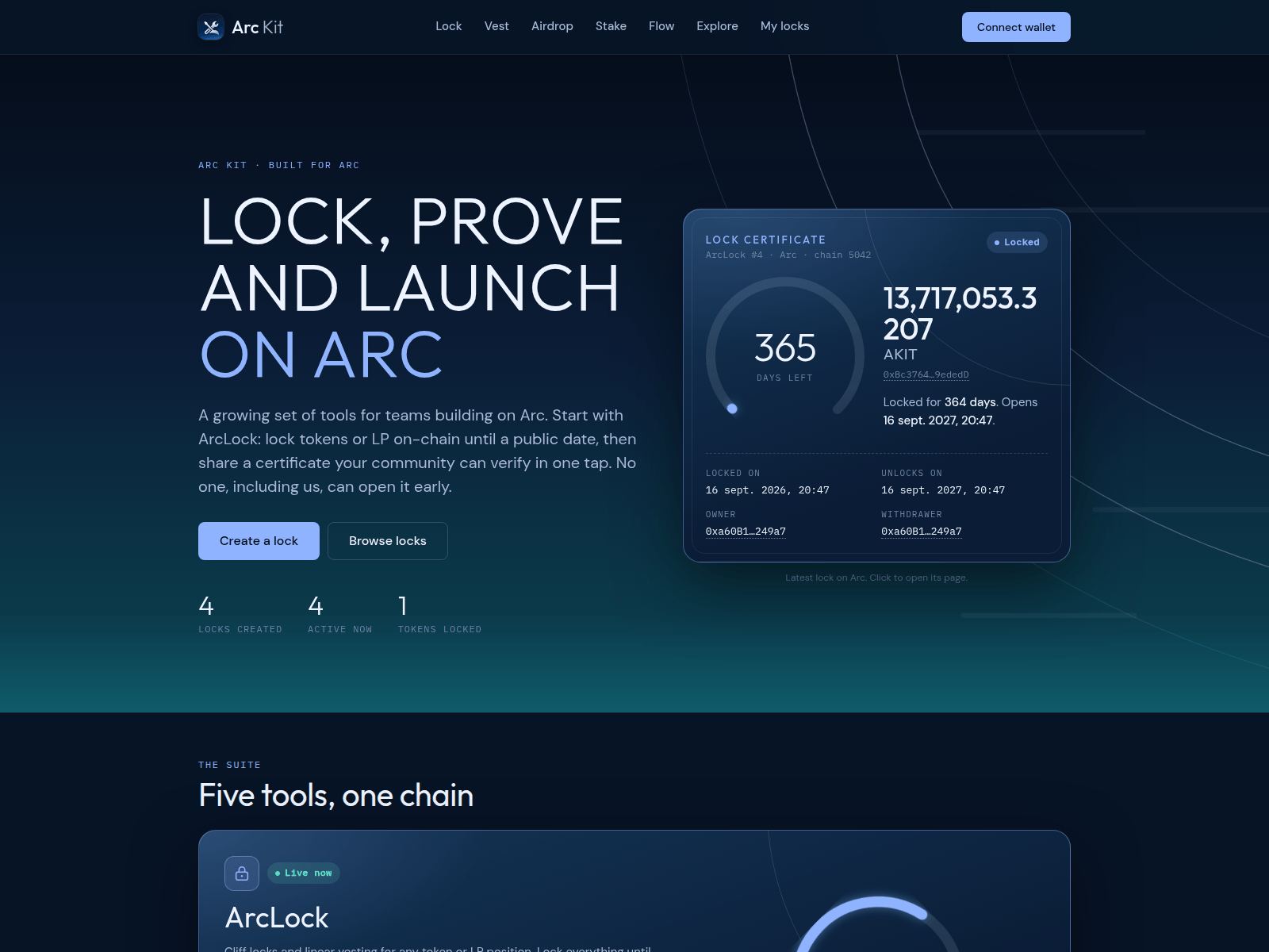 Screenshot of usearckit.locker