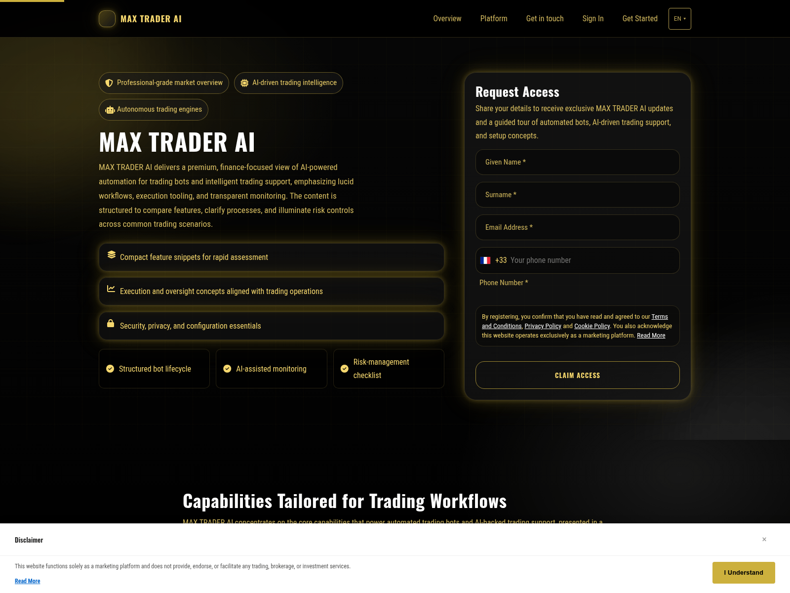 Screenshot of maxtraderai.click