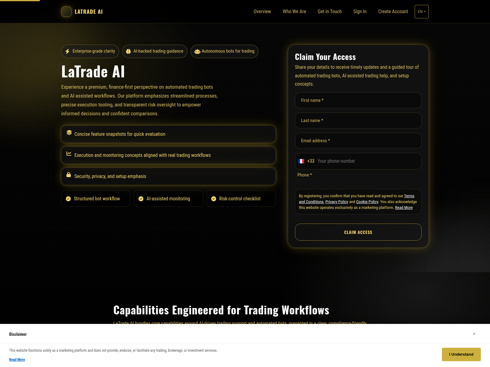 Screenshot of latradeai.click
