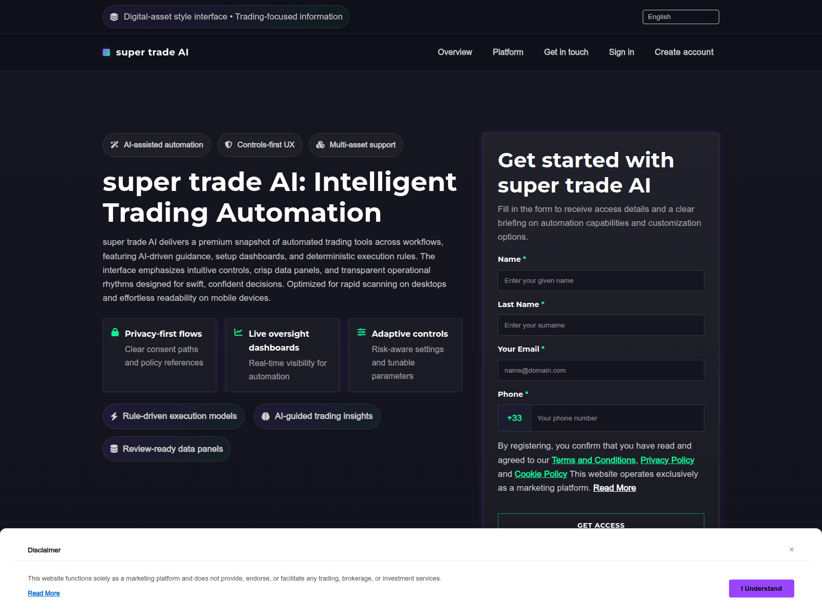 Screenshot of supertradeai-app.com
