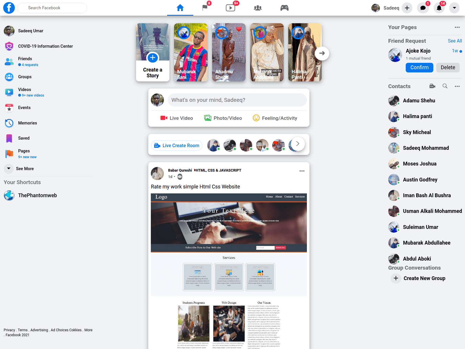 Screenshot von facebook-homepage-ui.vercel.app