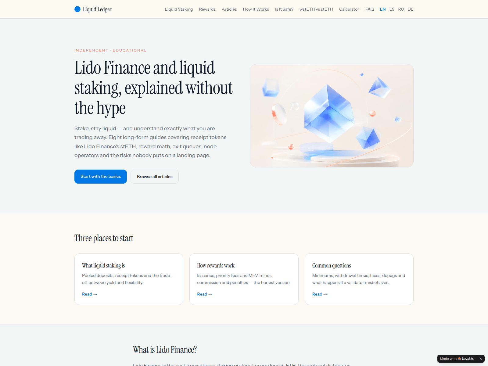 Screenshot von lidofinan.com