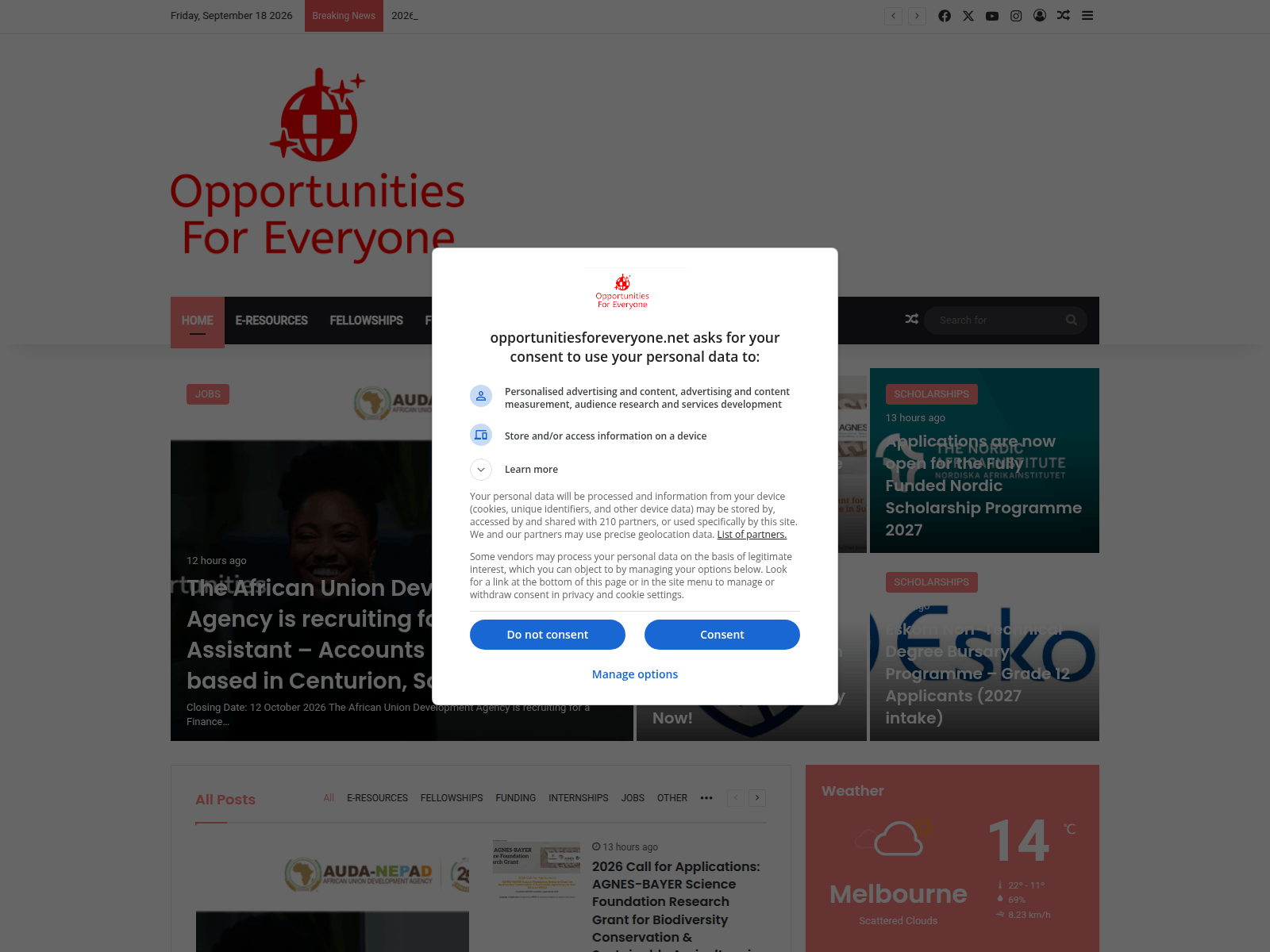 لقطة شاشة لـ opportunitiesforeveryone.net