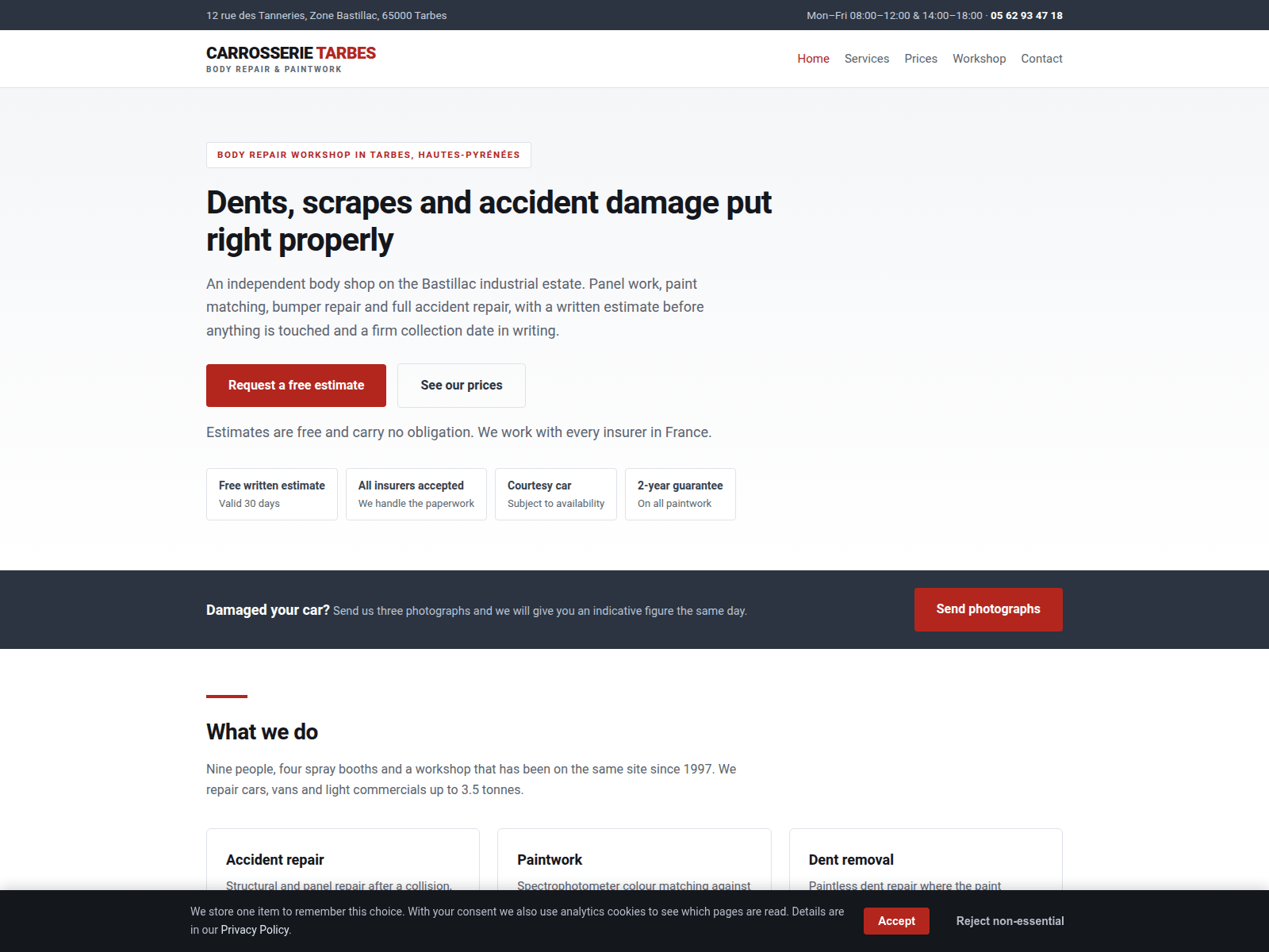 Screenshot of carrosserie-tarbes.com