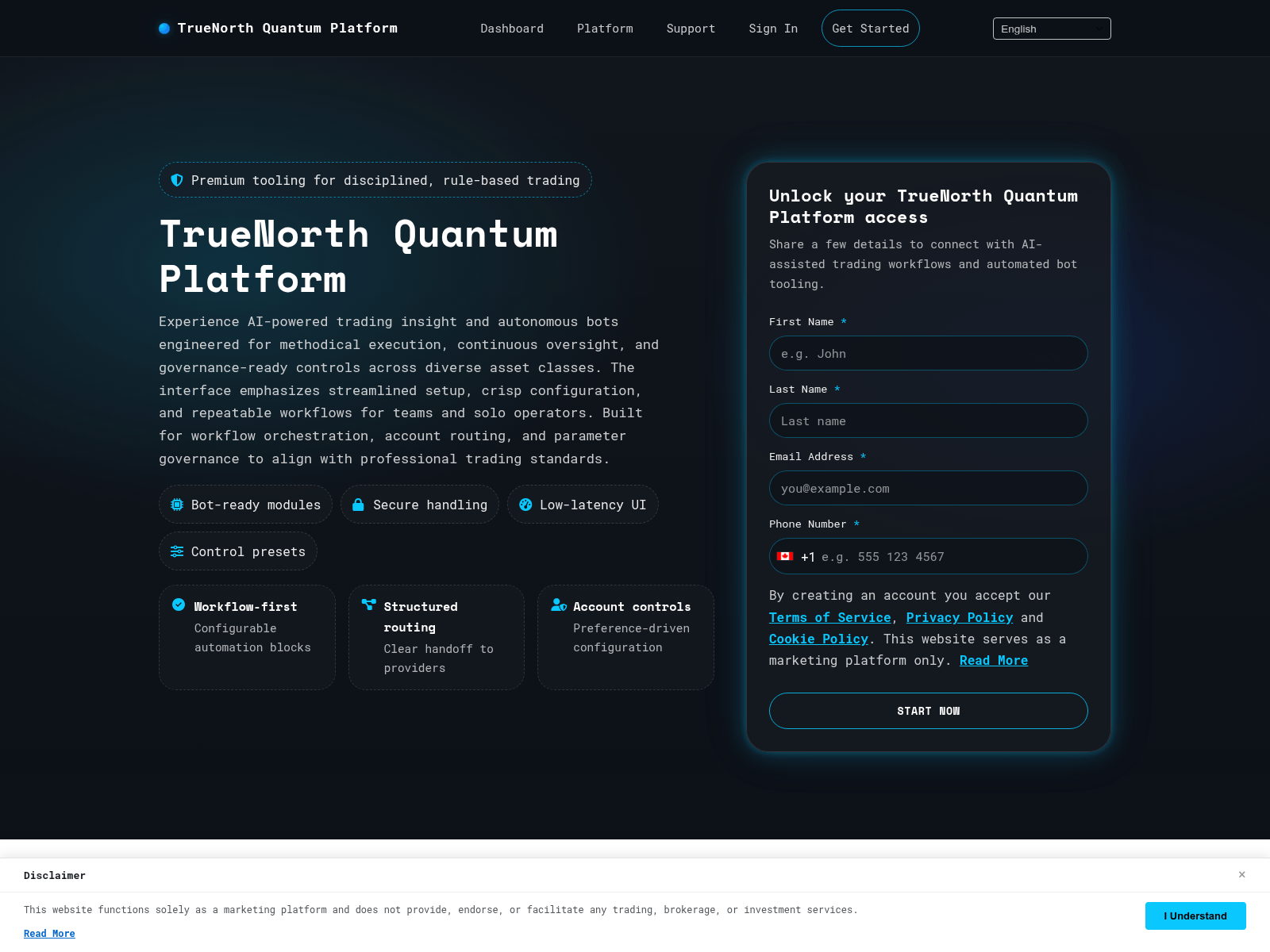 Screenshot di truenorthquantumplatformapp.com