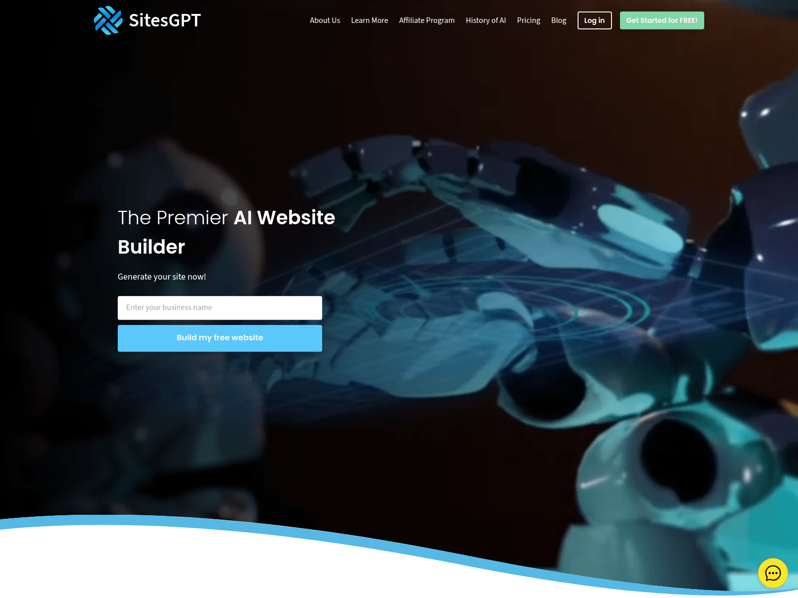 Screenshot of sitesgpt.com