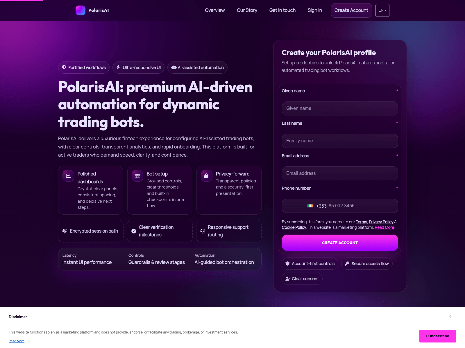 Screenshot of polarisai.click