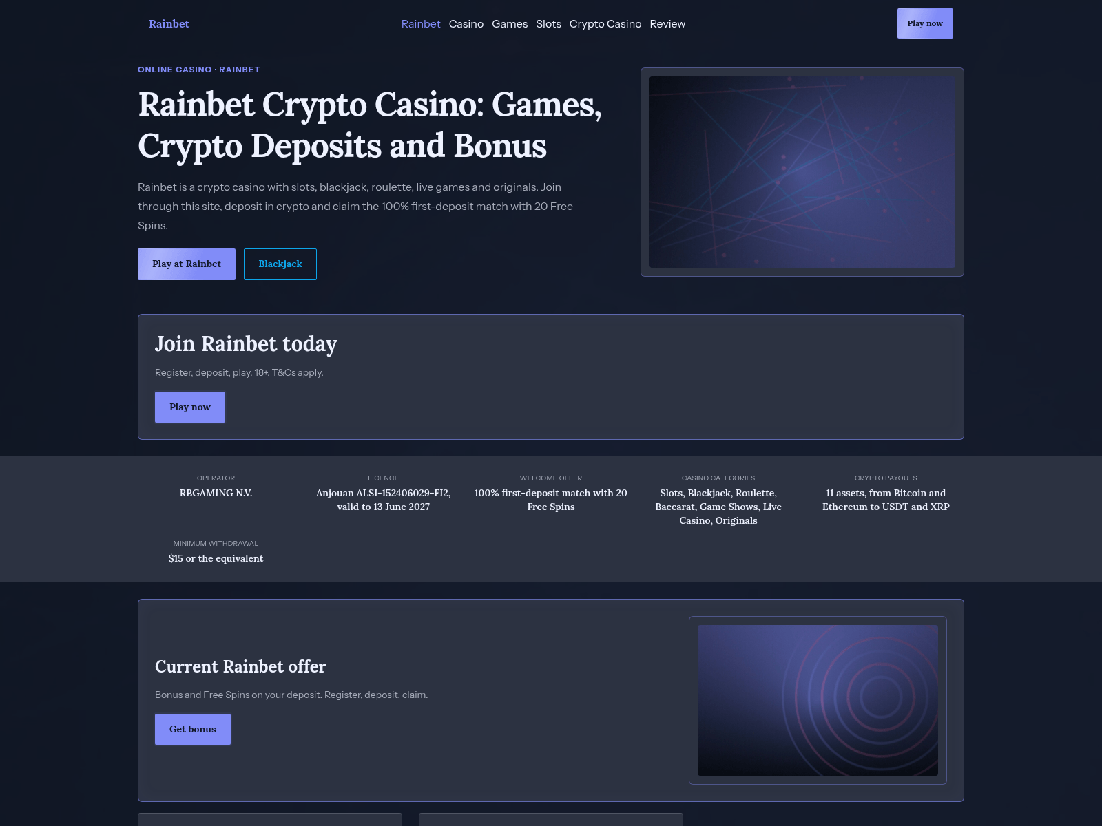 Знімок екрана crypto-rainbet.com