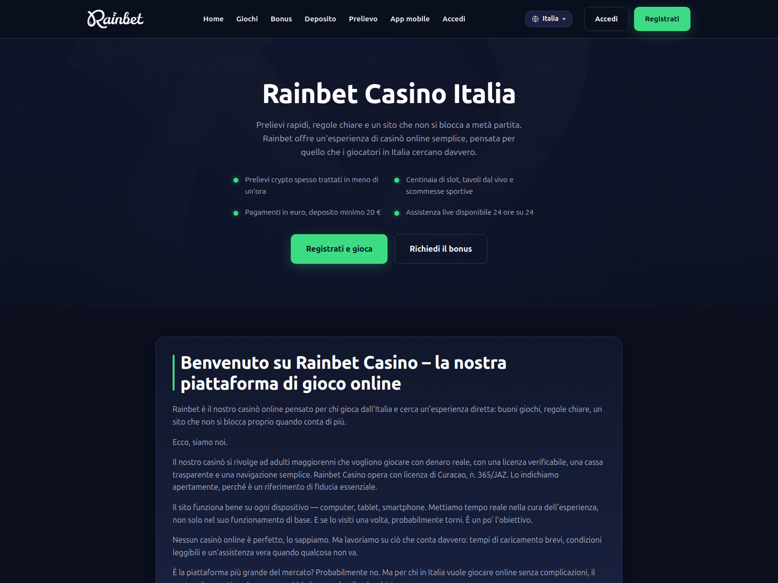 Screenshot of rainbetitaly.it