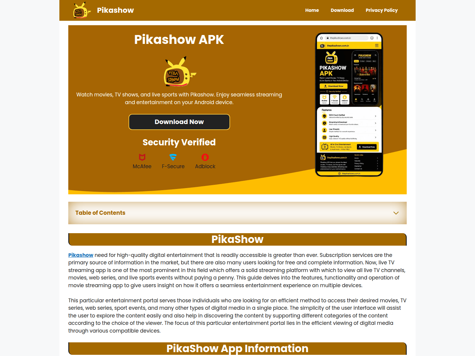 Captura de pantalla de thepikashows.com.in
