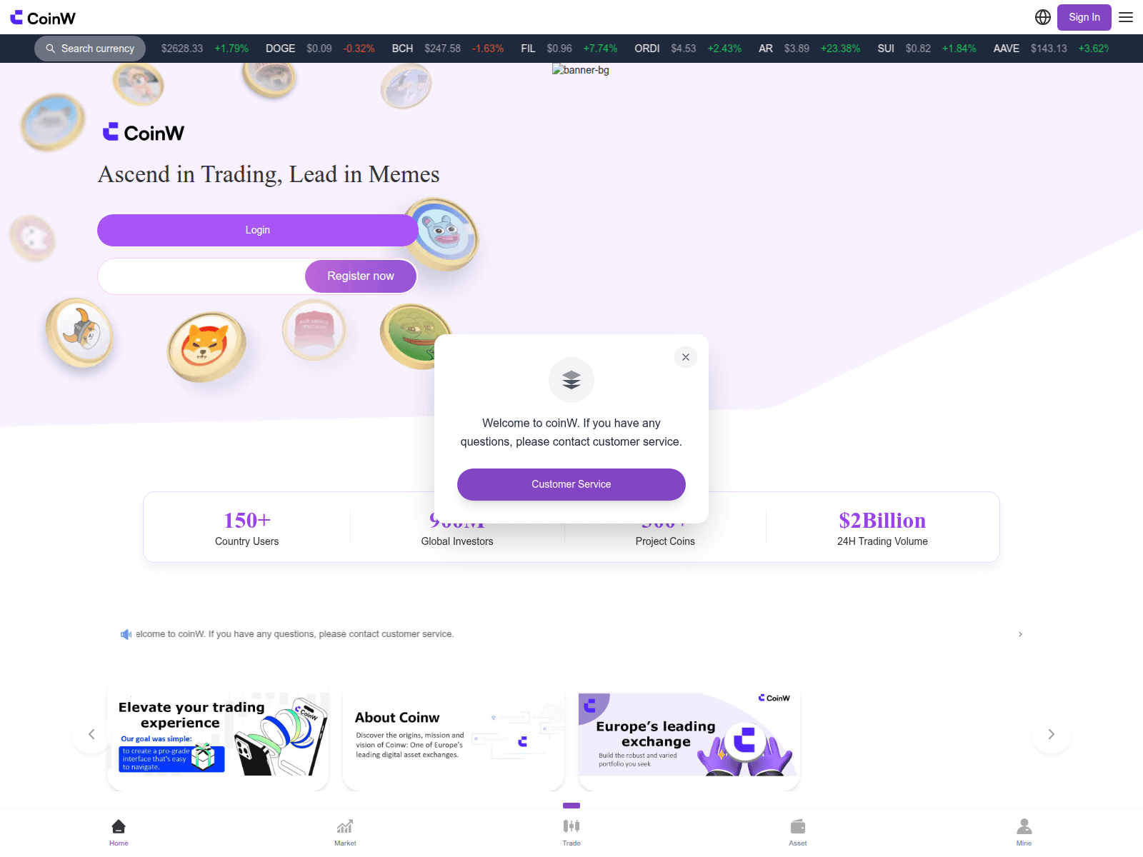 Screenshot of coinw.dog