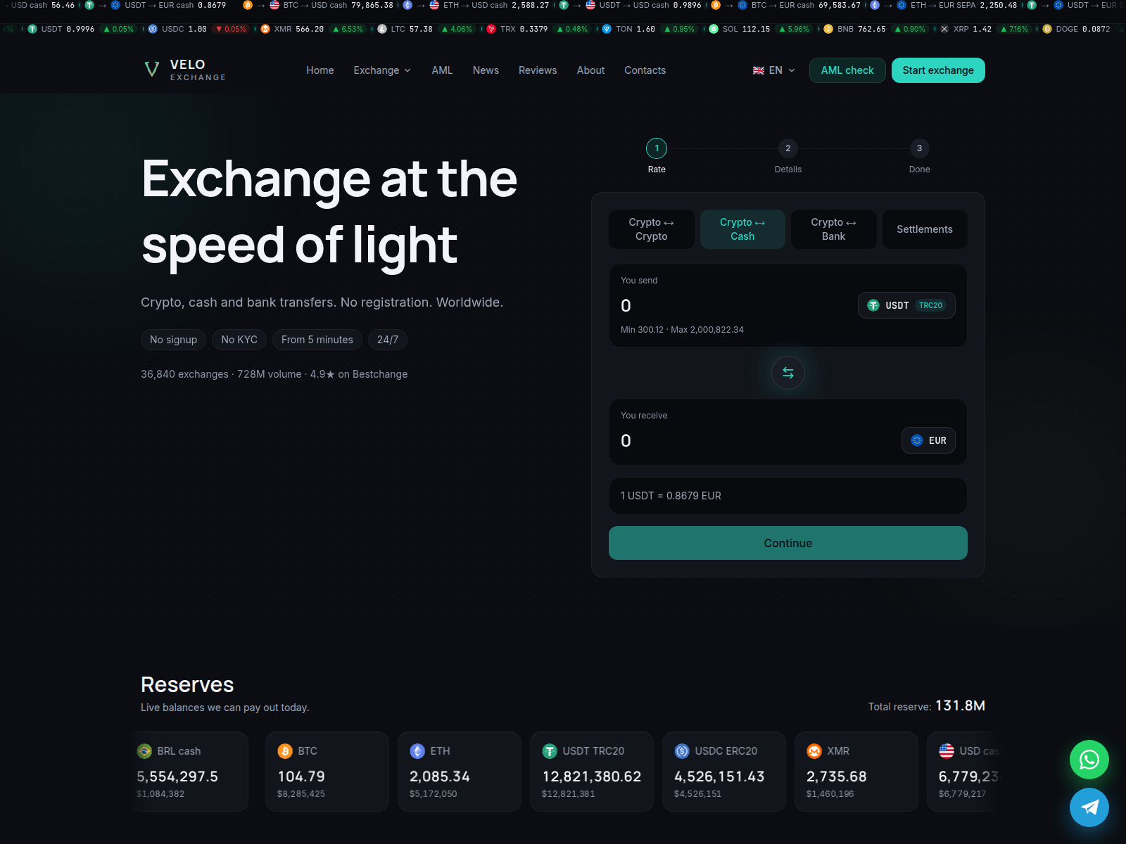 Captura de pantalla de velo-exchange.com