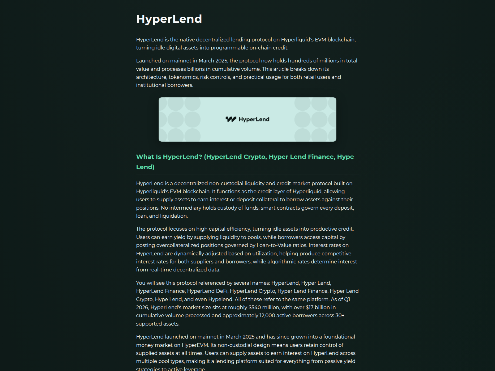 Screenshot of hryperlend.finance