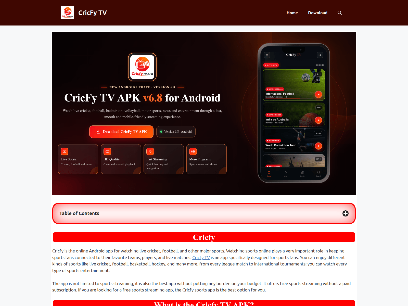Captura de pantalla de cricfys.net.in