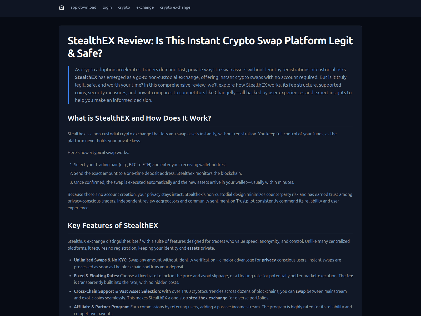 Screenshot of web-stealthex.com