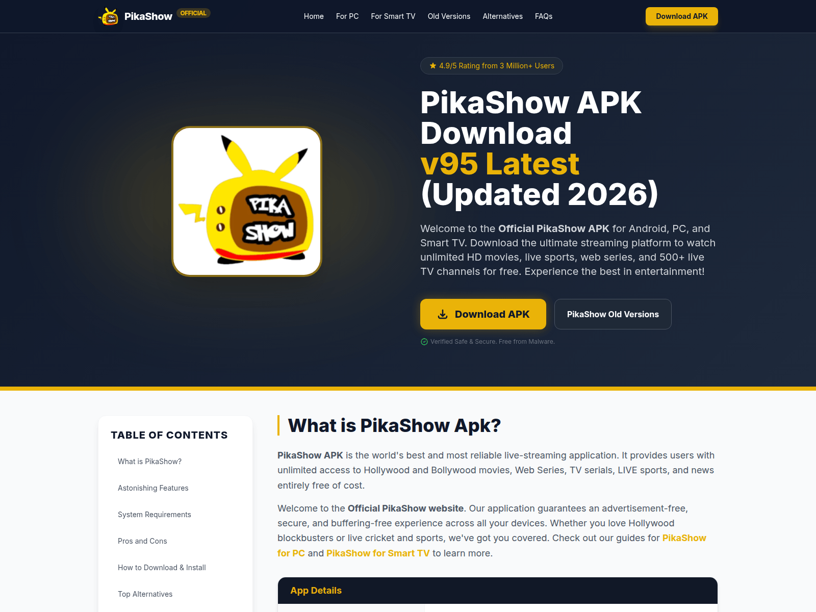Screenshot of pikashowapkt.com