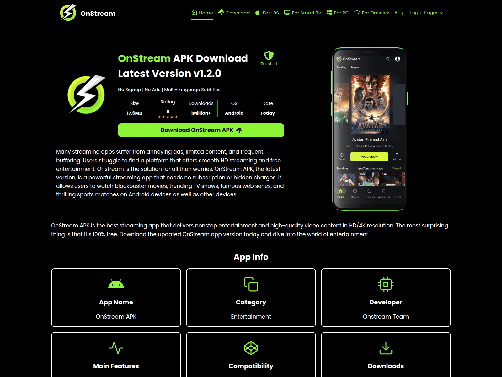 Screenshot of onnstream.app