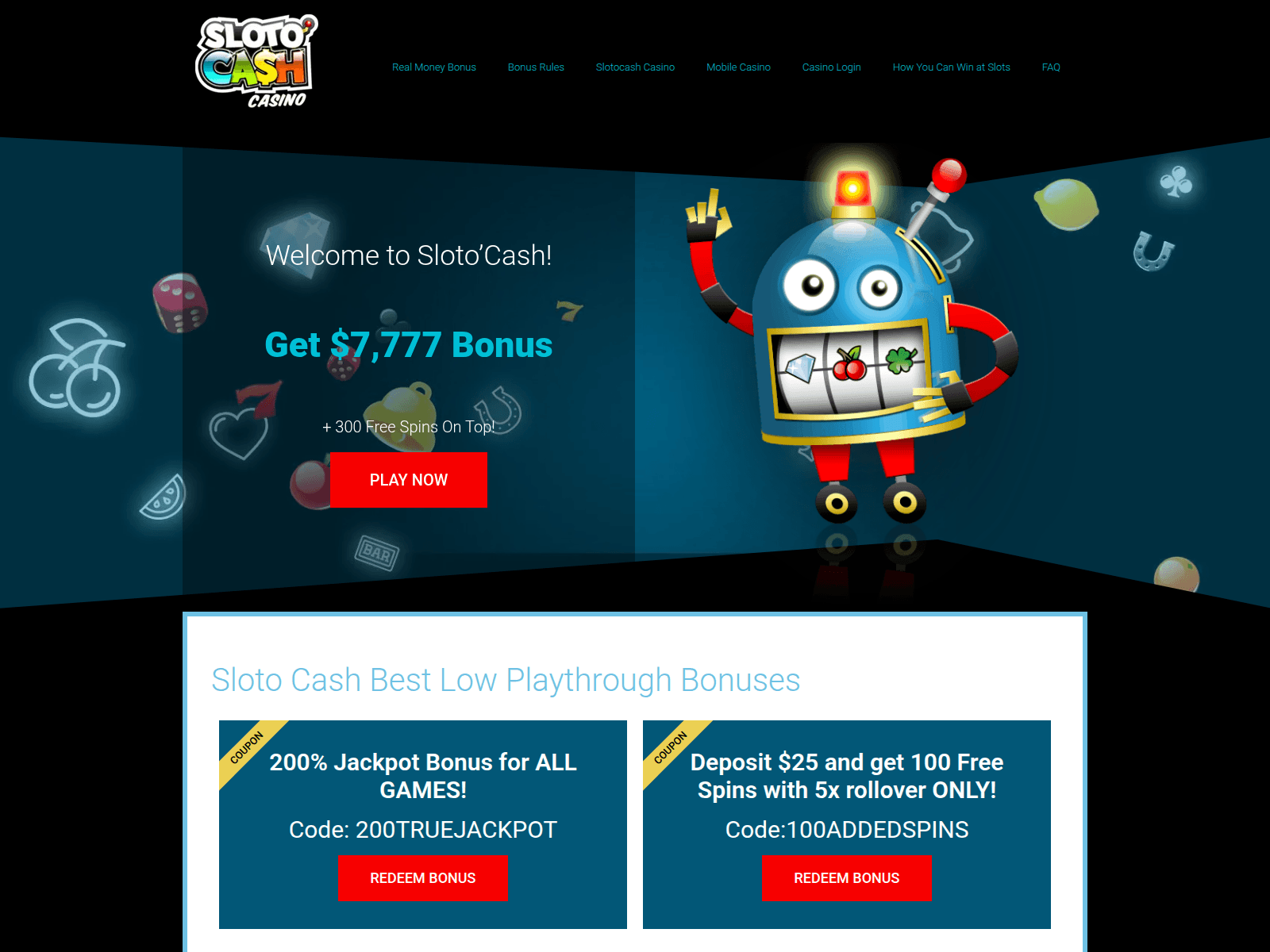 Screenshot of slotocashbonuscodes.com