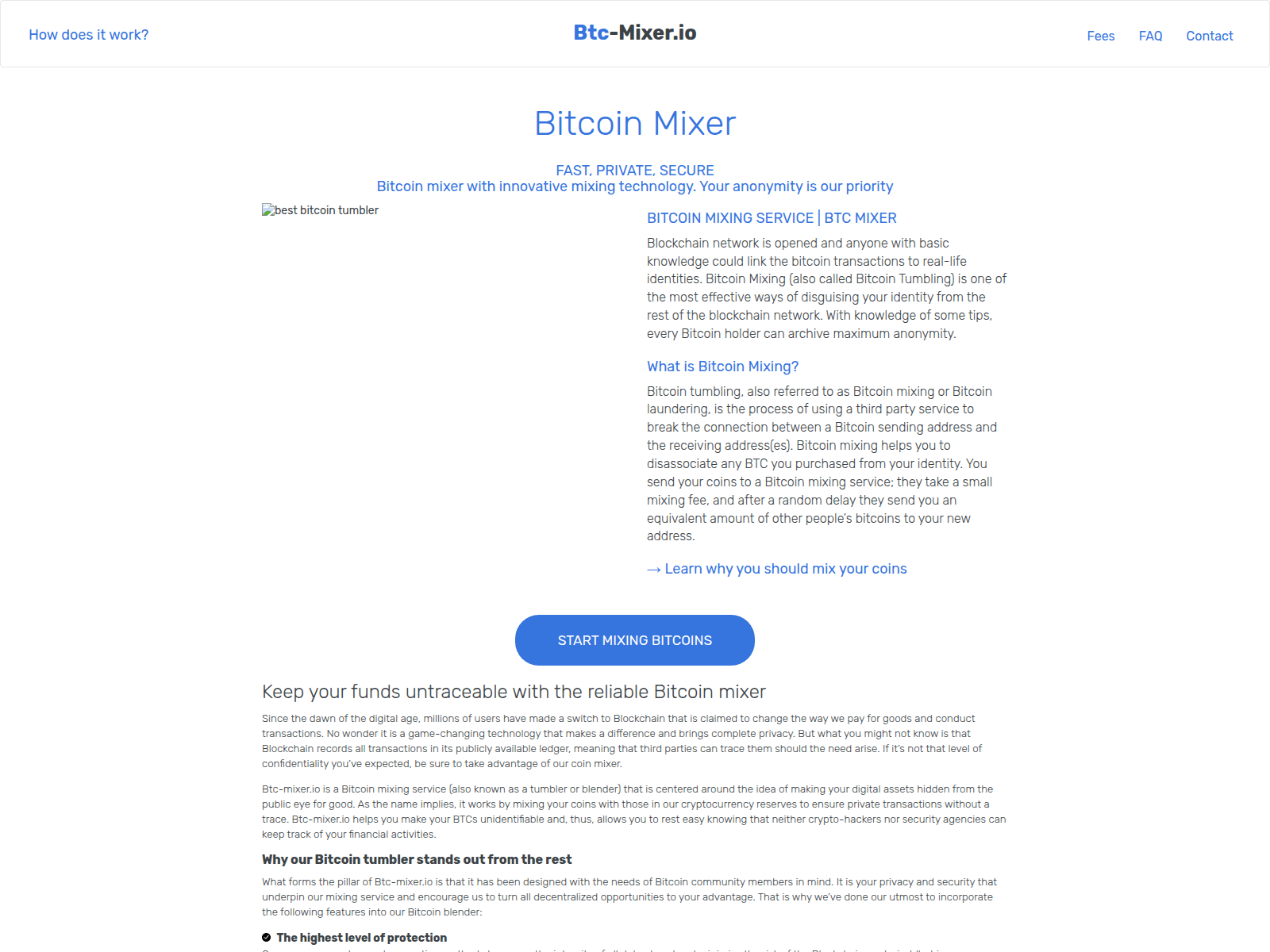 Screenshot of btc-mixer.io