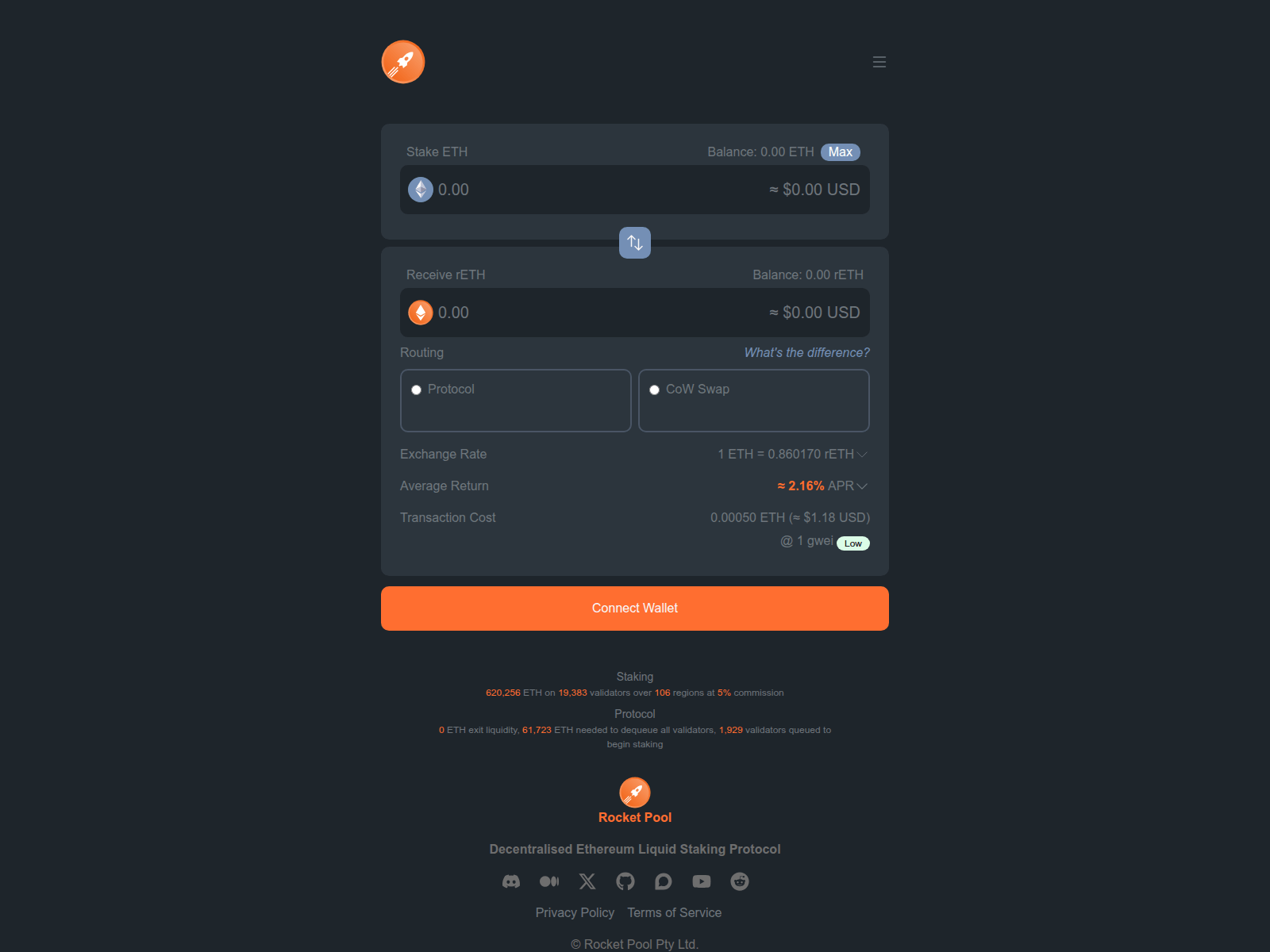 Screenshot of rocketpoolstake.net