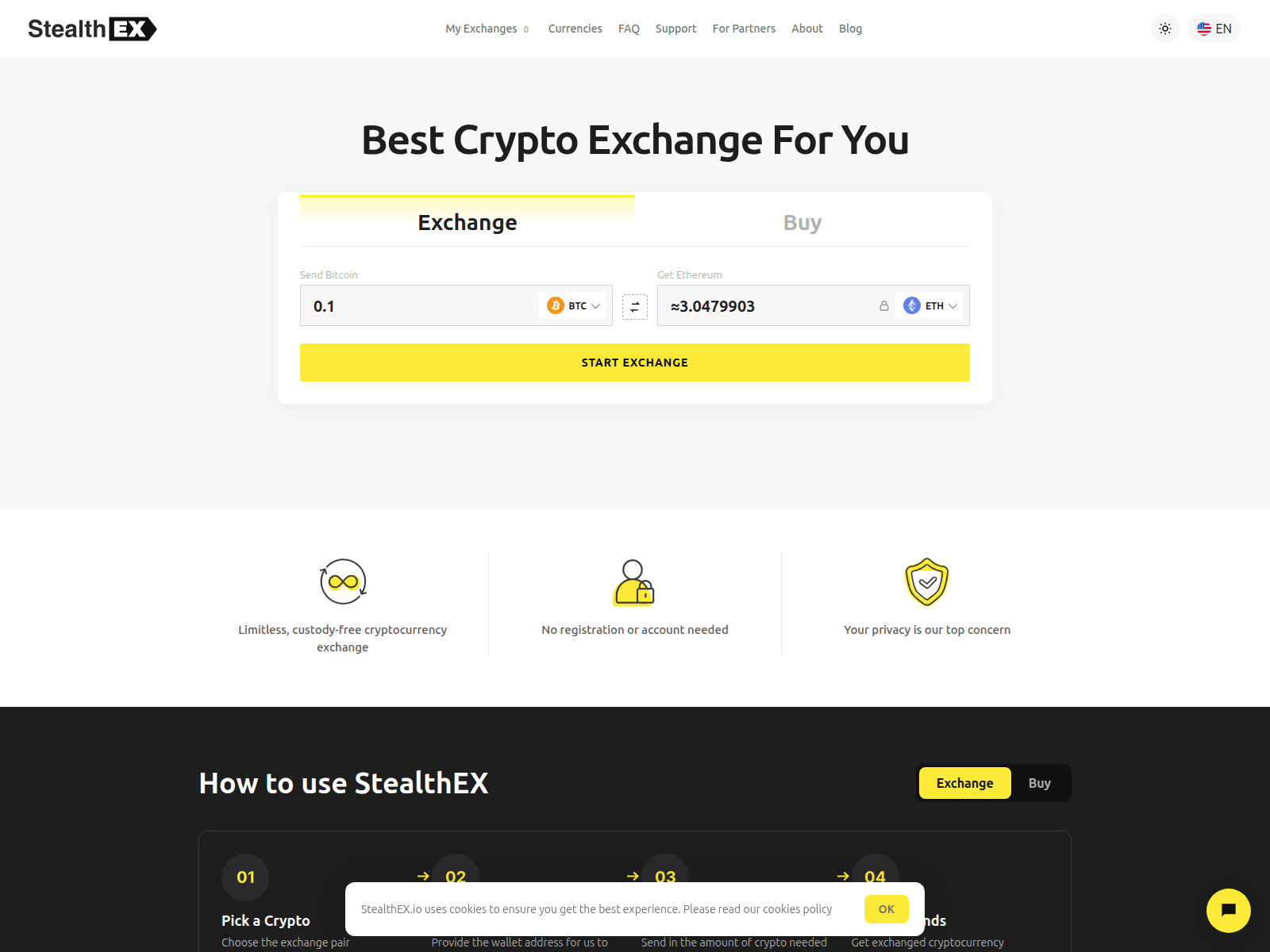 Screenshot of stealthex.ref-sx-exch.me