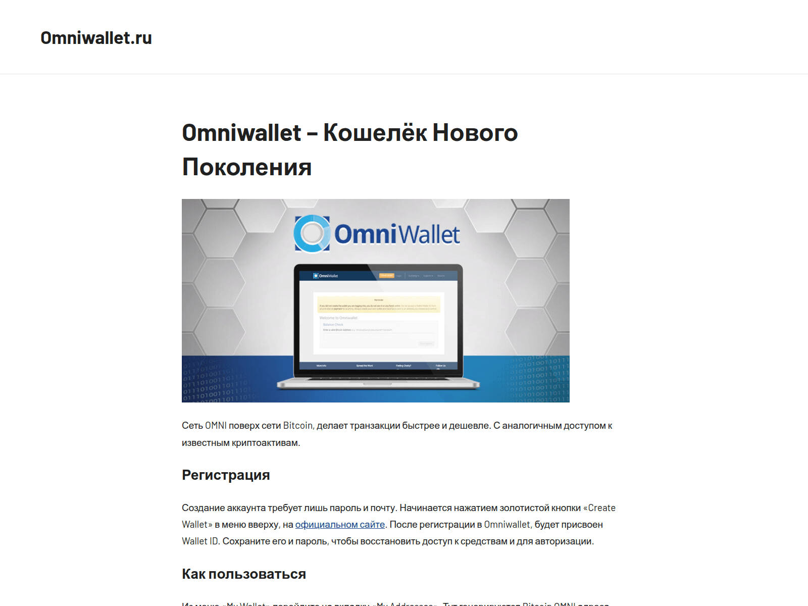 Screenshot of omniwallet.ru